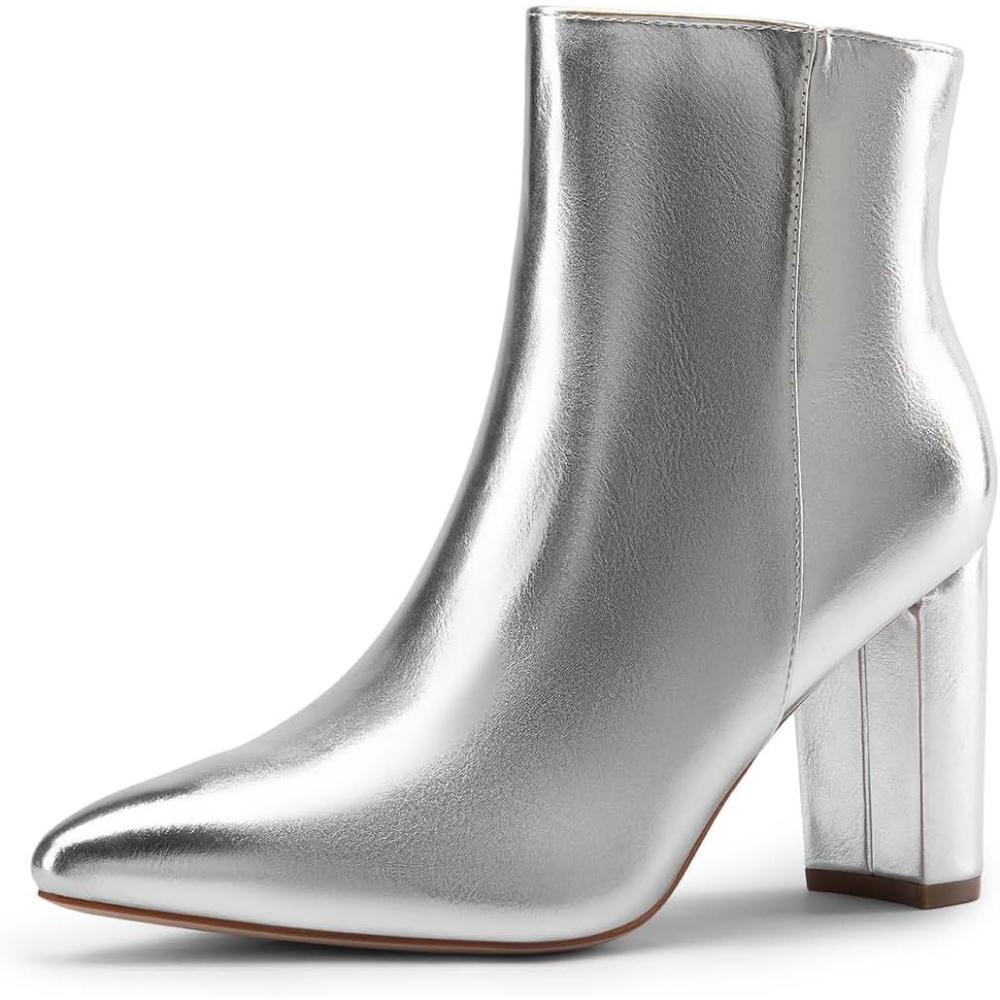 Pointed Pattern Block Pattern Boots-My Soft Slipper