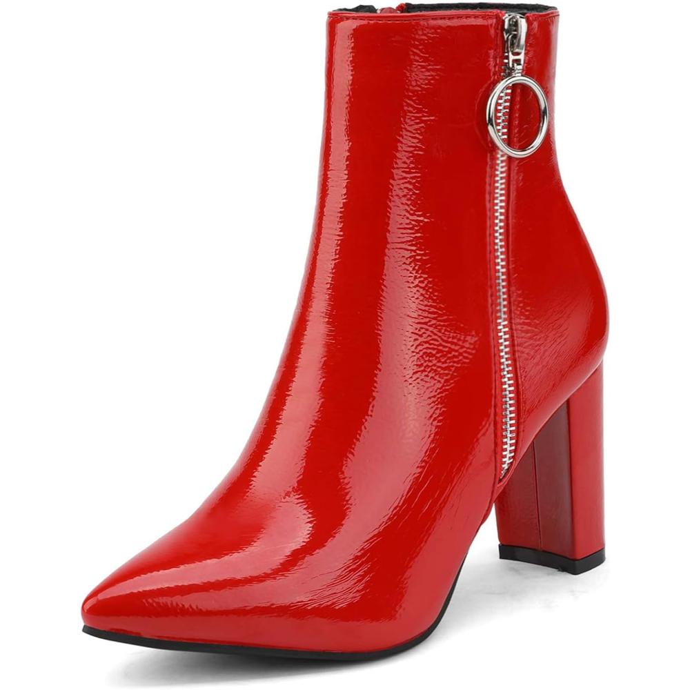 Pointed Pattern Side Zipper Boots-My Soft Slipper