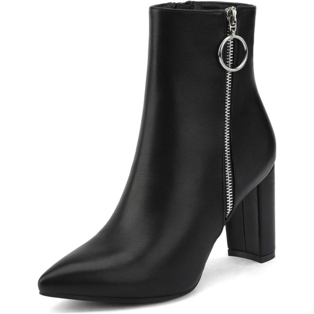 Pointed Pattern Side Zipper Boots-My Soft Slipper