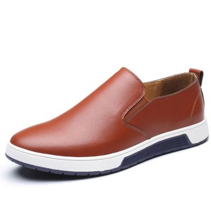 Men's Casual Leather Pull On Comfortable Shoes-My Soft Slipper