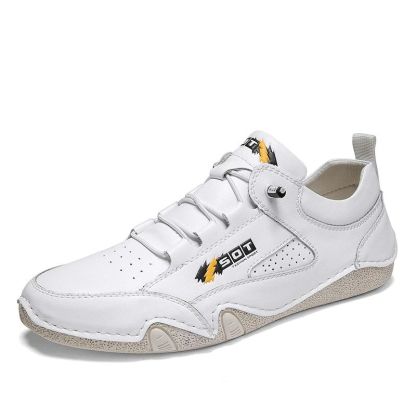 Men's Casual Lace-Up Leather Sneakers-My Soft Slipper