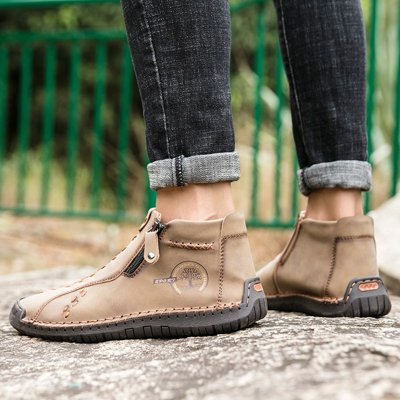 Men's Zip Outdoor Ankle Boots-My Soft Slipper
