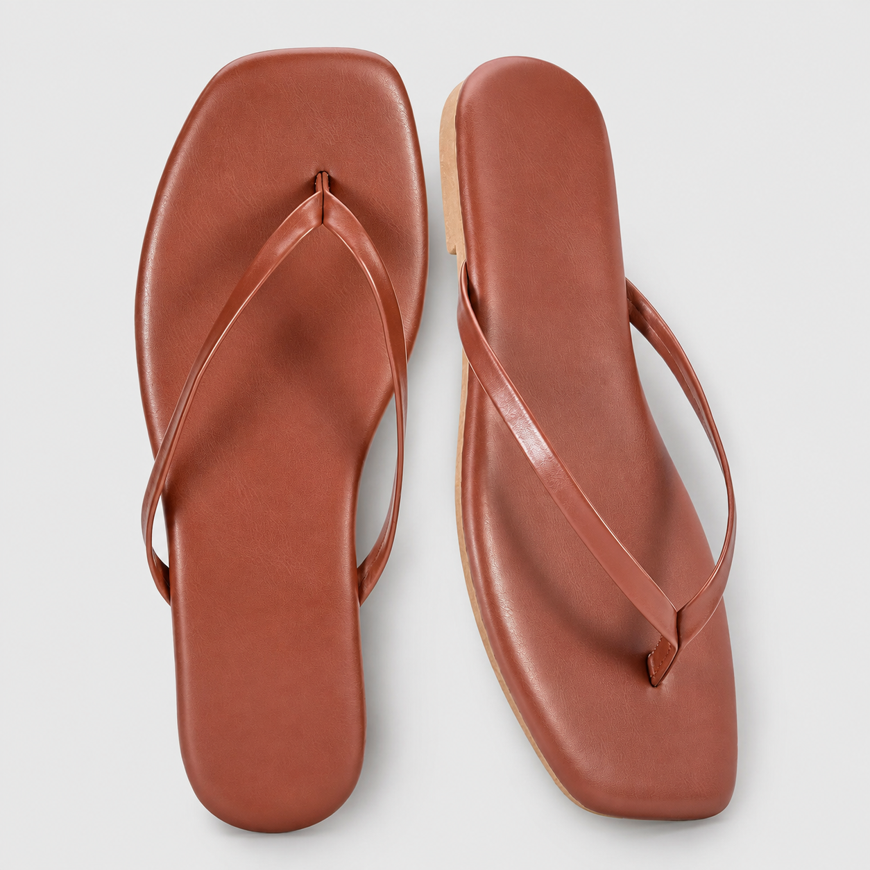 Memory Foam Vegan Leather Flip Flop Sandals For Women