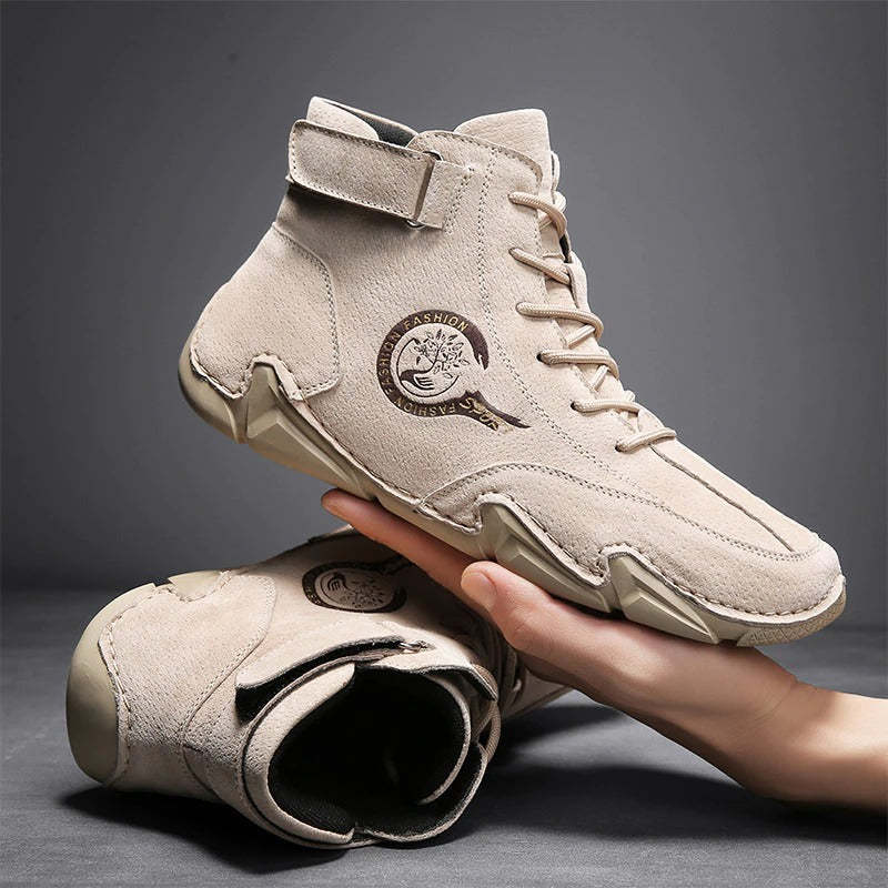 Men's Comfortable Leather Ankle Boots-My Soft Slipper
