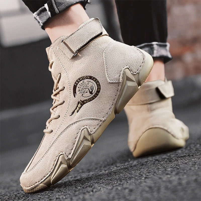 Men's Comfortable Leather Ankle Boots-My Soft Slipper
