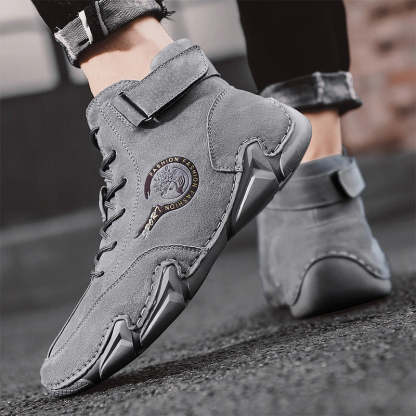 Men's Comfortable Leather Ankle Boots-My Soft Slipper