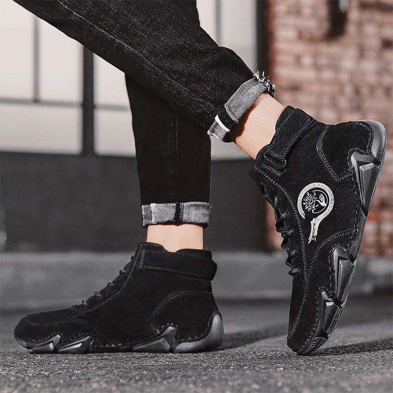 Men's Comfortable Leather Ankle Boots-My Soft Slipper