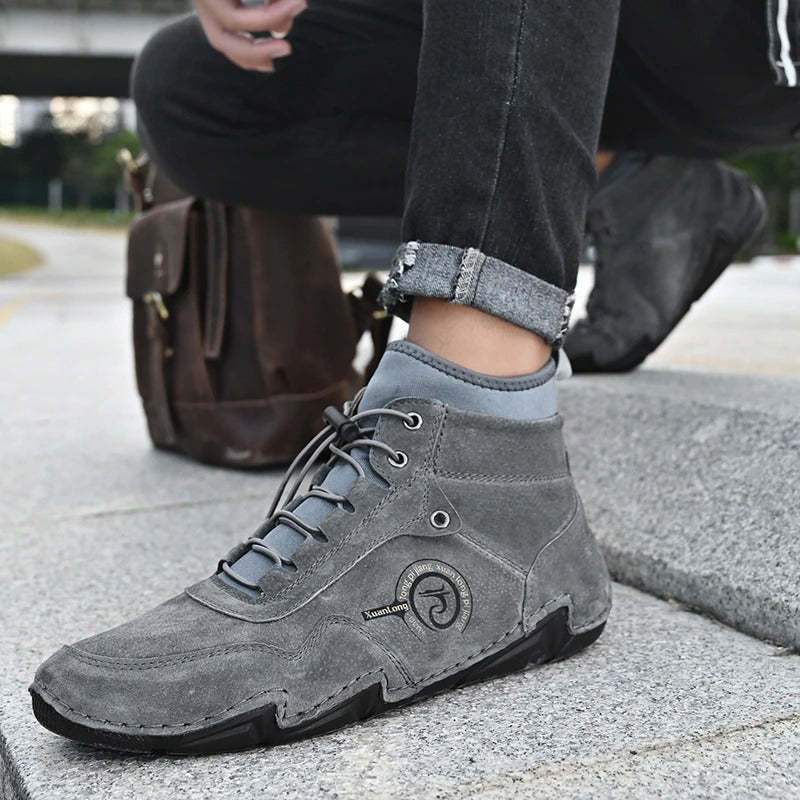 Men's Warm Leather Snow Ankle Boots-My Soft Slipper