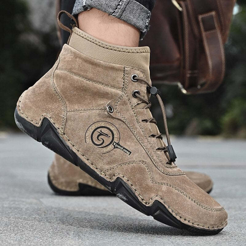 Men's Warm Leather Snow Ankle Boots-My Soft Slipper