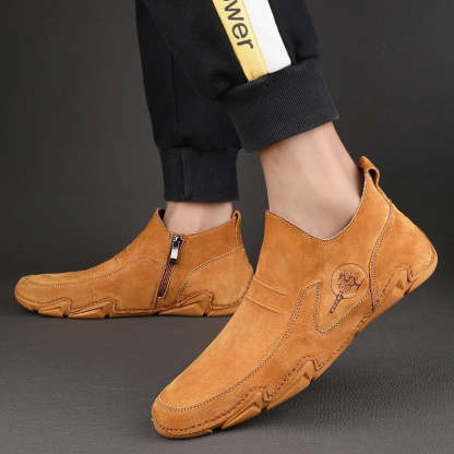 Men's Warm Leather Ankle Boots-My Soft Slipper