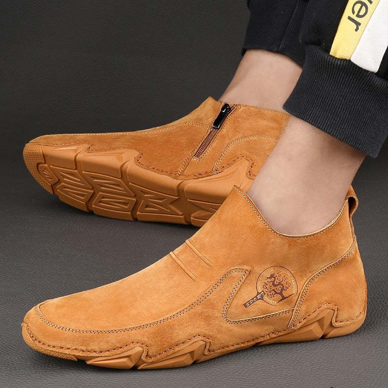 Men's Warm Leather Ankle Boots-My Soft Slipper