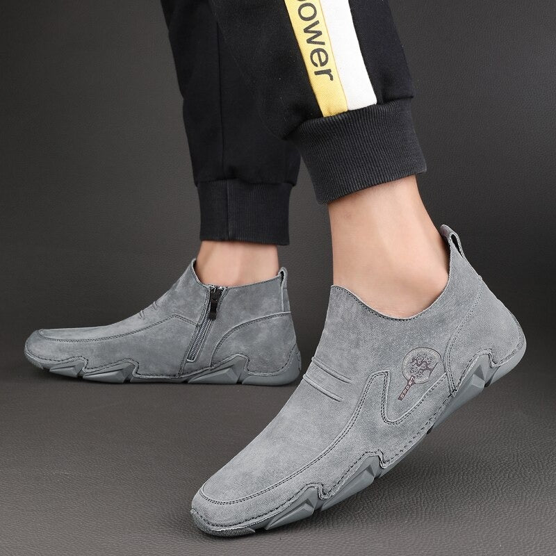 Men's Warm Leather Ankle Boots-My Soft Slipper