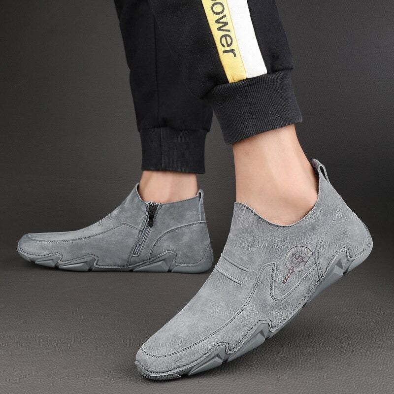 Men's Warm Leather Ankle Boots-My Soft Slipper