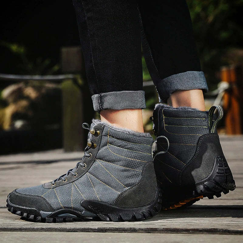 Men's Warm Plush Waterproof Ankle Boots-My Soft Slipper