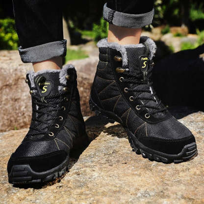 Men's Warm Plush Waterproof Ankle Boots-My Soft Slipper