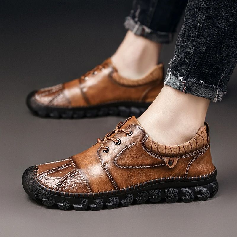 Men's Casual Split Leather Shoes-My Soft Slipper