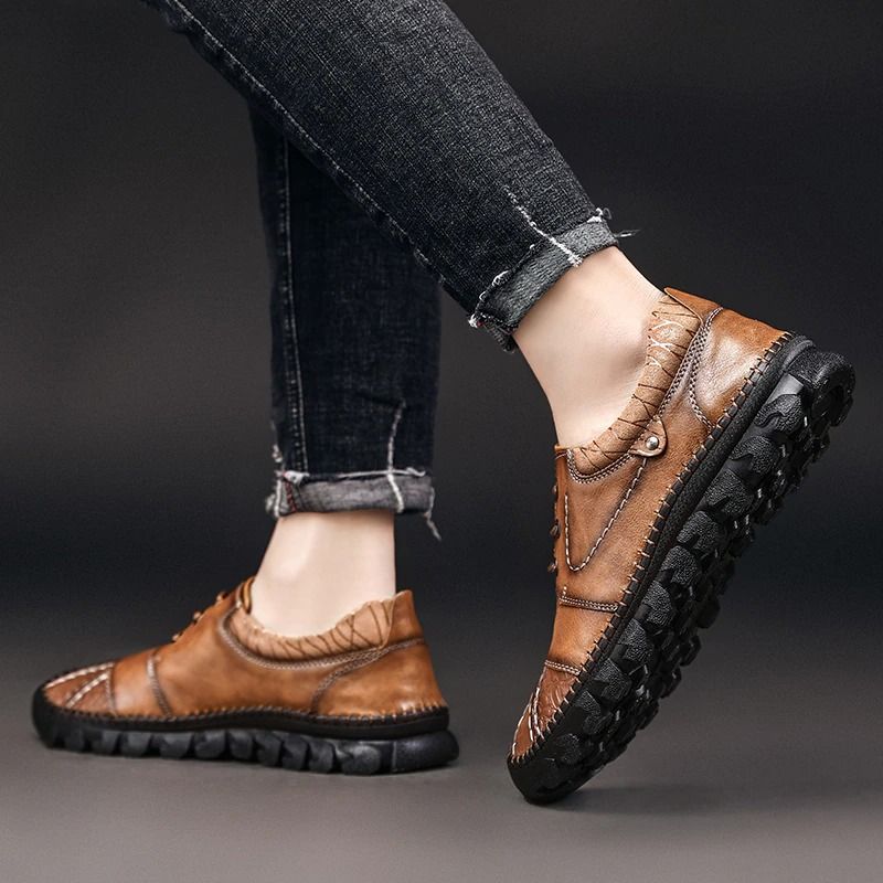 Men's Casual Split Leather Shoes-My Soft Slipper
