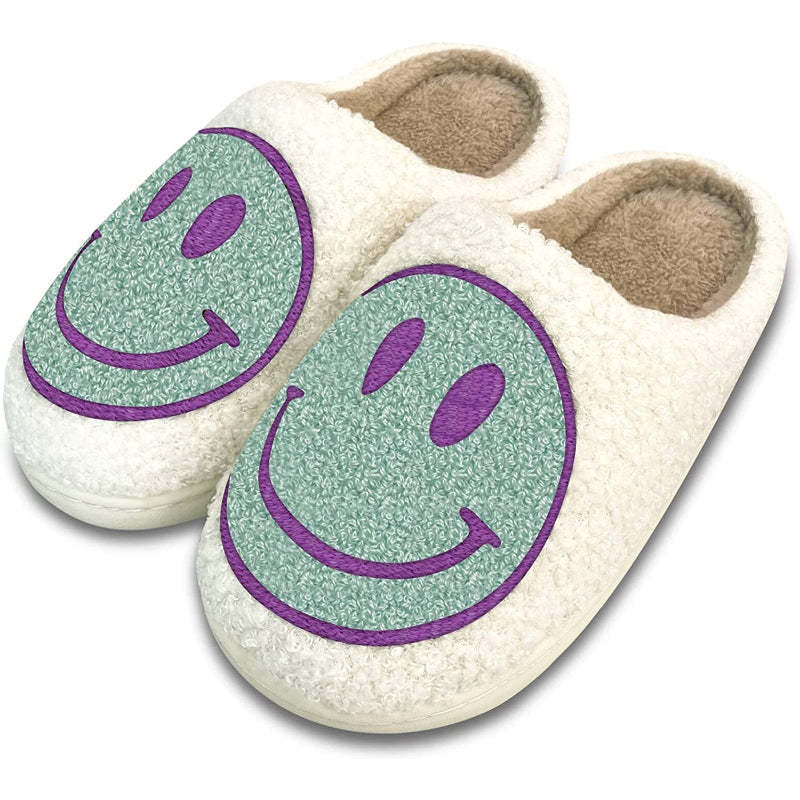 Retro Soft Plush Lightweight Smiley Face Slippers-My Soft Slipper