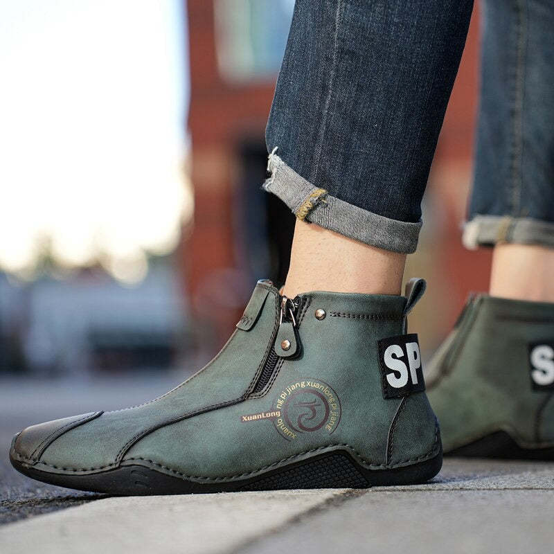 Men's Winter Warm Zip Ankle Boots-My Soft Slipper