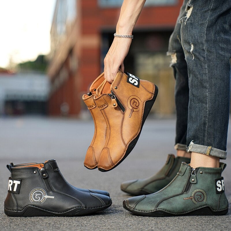 Men's Winter Warm Zip Ankle Boots-My Soft Slipper