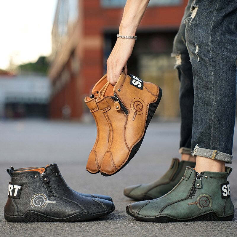 Men's Winter Warm Zip Ankle Boots-My Soft Slipper