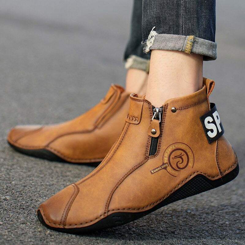 Men's Winter Warm Zip Ankle Boots-My Soft Slipper