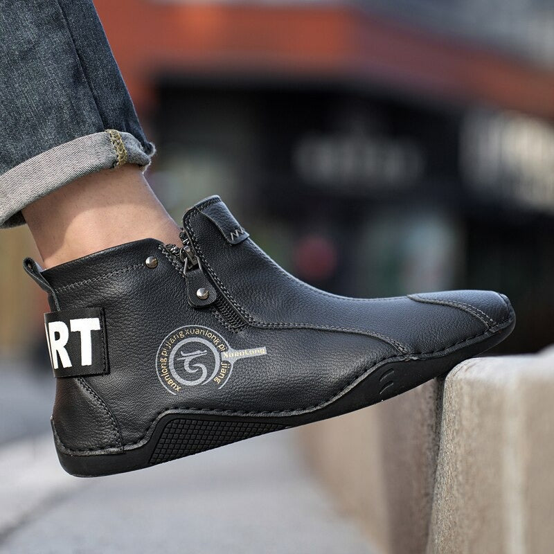 Men's Winter Warm Zip Ankle Boots-My Soft Slipper