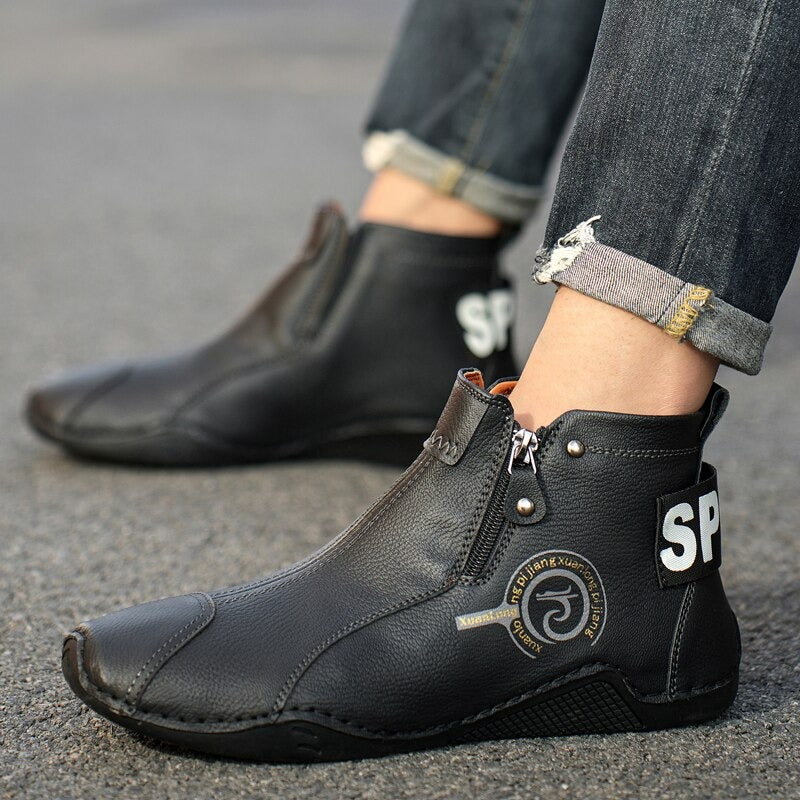 Men's Winter Warm Zip Ankle Boots-My Soft Slipper