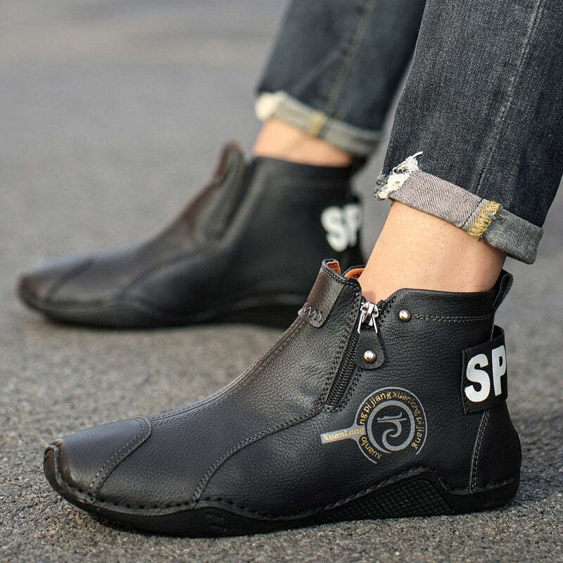 Men's Winter Warm Zip Ankle Boots-My Soft Slipper