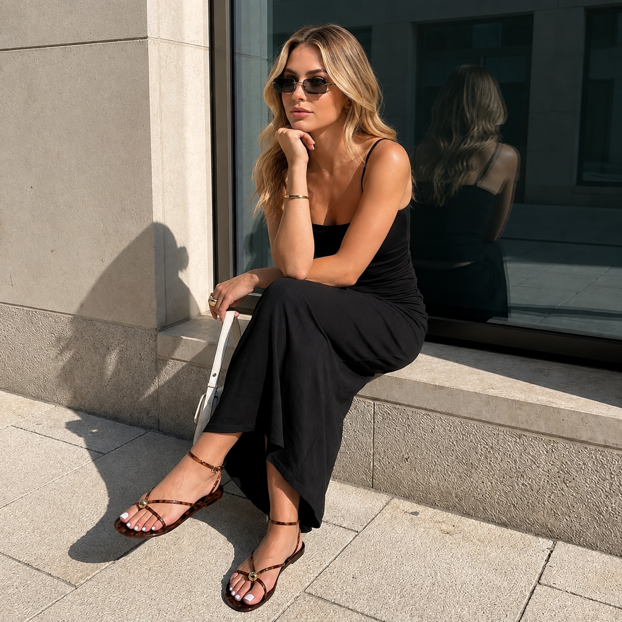 Lightweight Open Strappy Flat Sandals With Adjustable Buckle Strap For Women