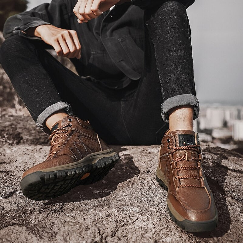 Men's Waterproof Warm Hiking Ankle Boots-My Soft Slipper