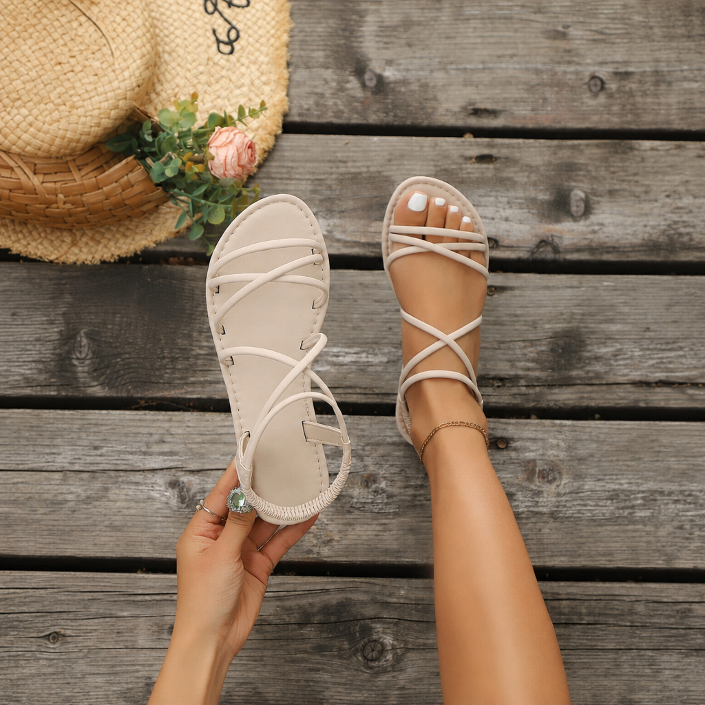 Minimalist Buckled Back Strap Flat Sandals