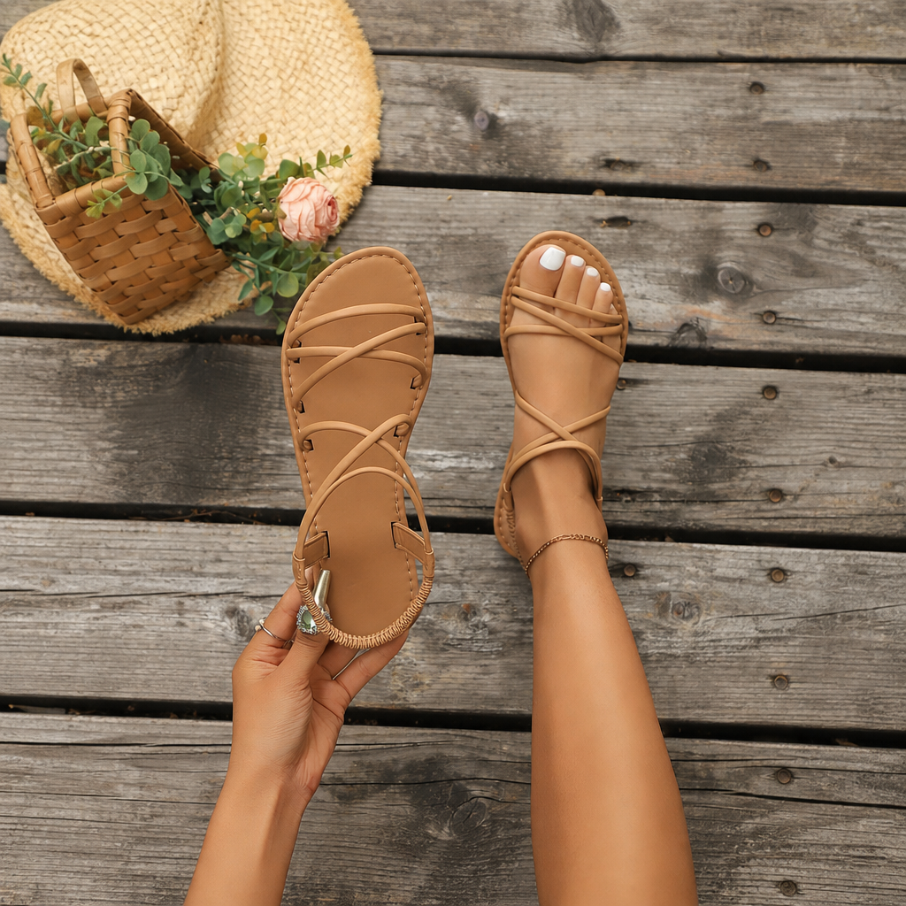 Minimalist Buckled Back Strap Flat Sandals