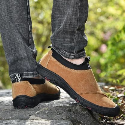 Genuine Leather Men's Slip-On Sneakers-My Soft Slipper