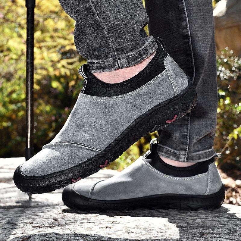 Genuine Leather Men's Slip-On Sneakers-My Soft Slipper