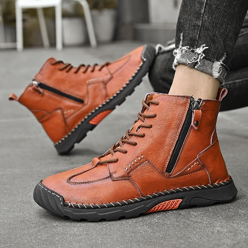 Men's Outdoor Motorcycle Ankle Boots-My Soft Slipper