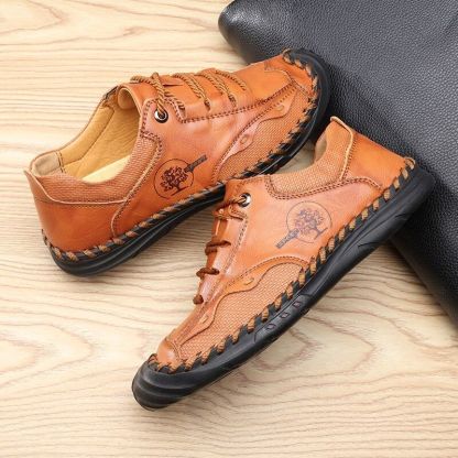 Men's Handmade Non-Slip Leather Shoes-My Soft Slipper