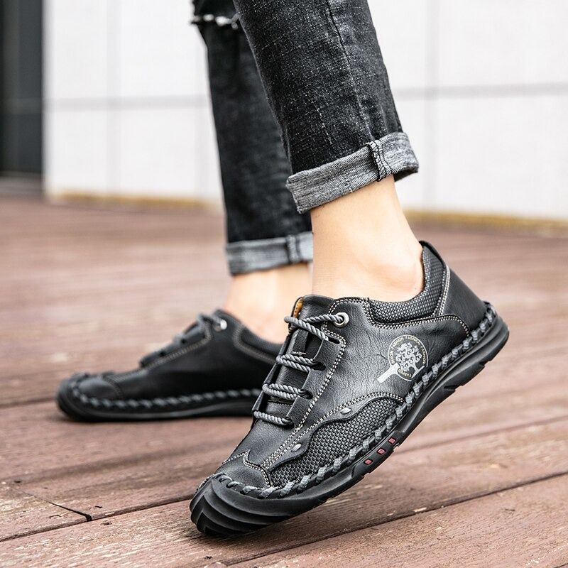 Men's Handmade Non-Slip Leather Shoes-My Soft Slipper