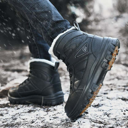 Men's Warm Lace Up Non-Slip Ankle Boots-My Soft Slipper