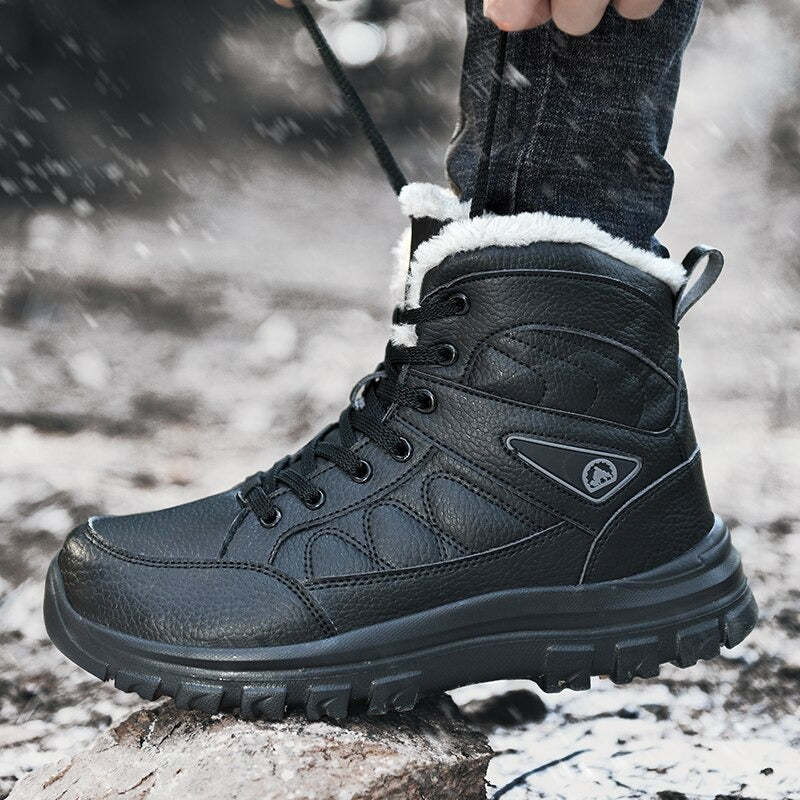Men's Warm Lace Up Non-Slip Ankle Boots-My Soft Slipper