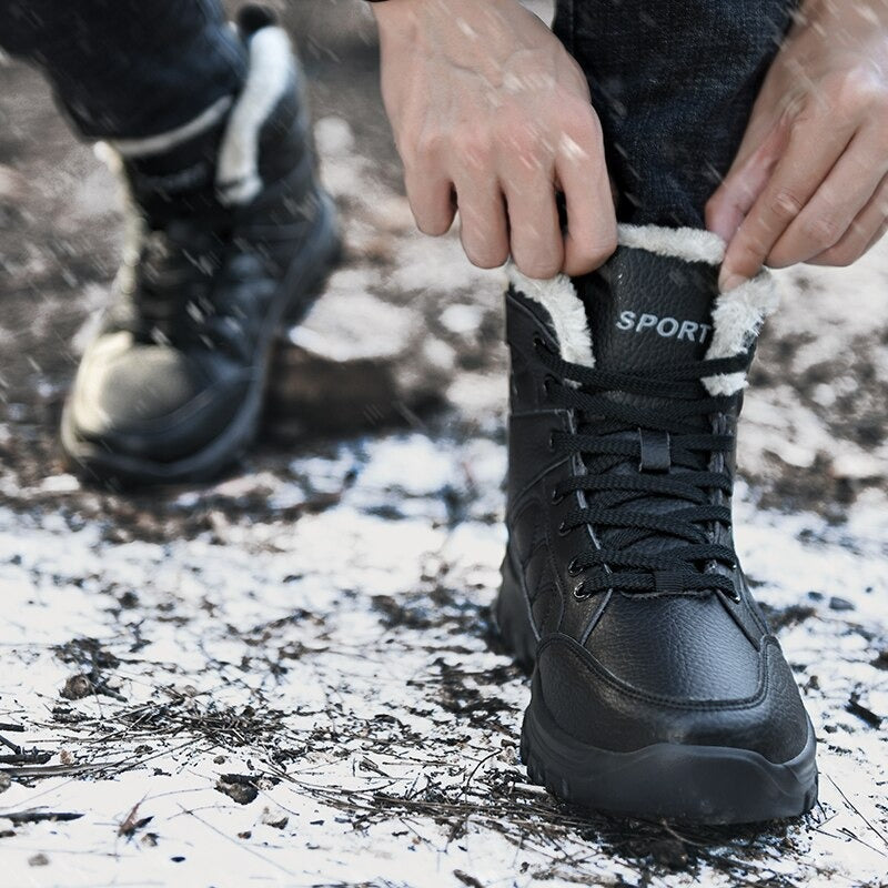 Men's Warm Lace Up Non-Slip Ankle Boots-My Soft Slipper