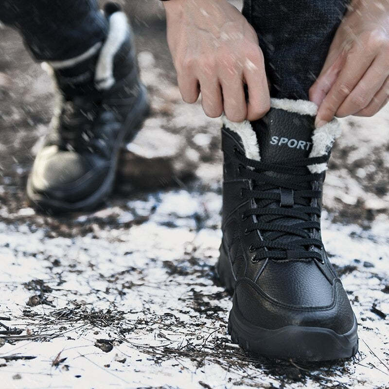 Men's Warm Lace Up Non-Slip Ankle Boots-My Soft Slipper