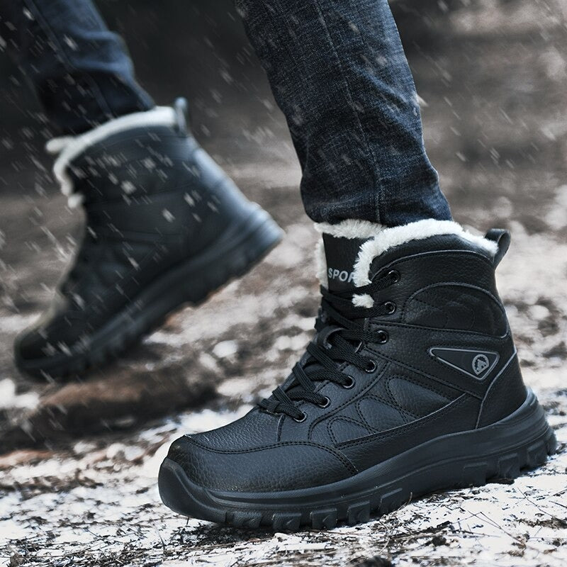 Men's Warm Lace Up Non-Slip Ankle Boots-My Soft Slipper