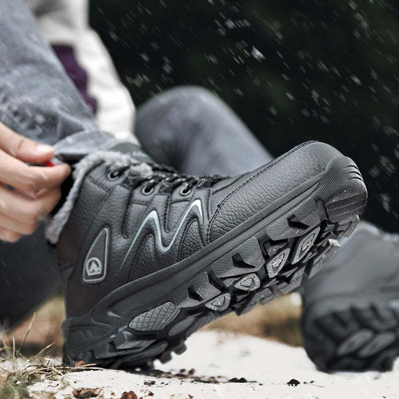 Men's Non-Slip PU Lace Up Ankle Boots-My Soft Slipper