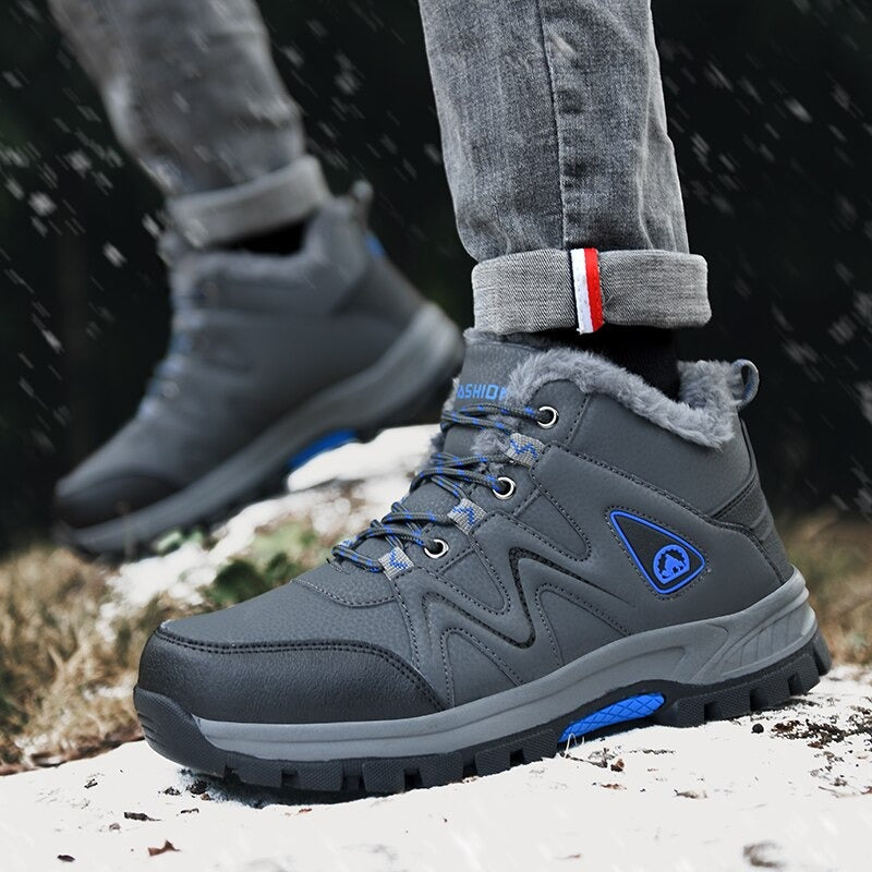 Men's Non-Slip PU Lace Up Ankle Boots-My Soft Slipper