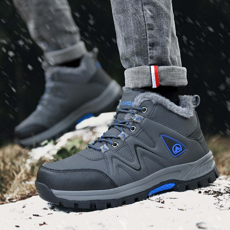 Men's Non-Slip PU Lace Up Ankle Boots-My Soft Slipper