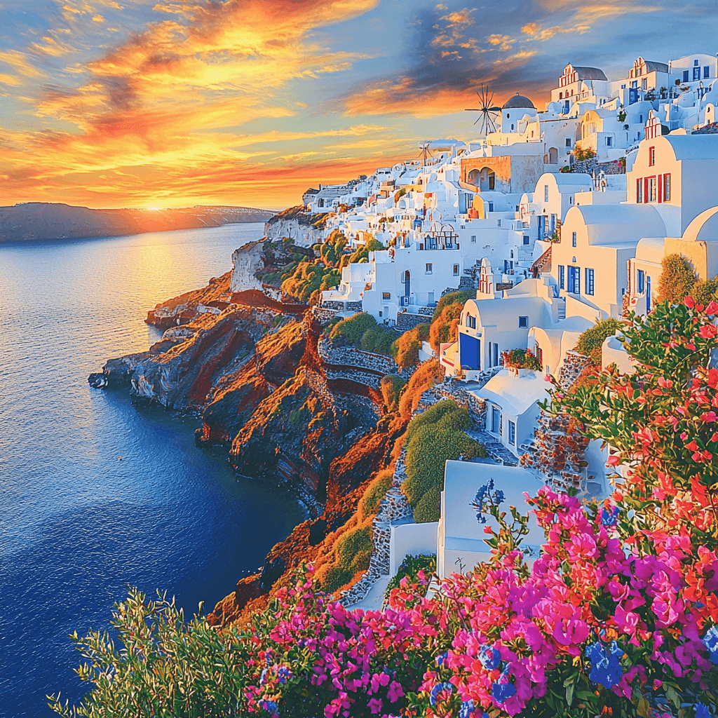 Santorini Cliffs Diamonded Painting Kits