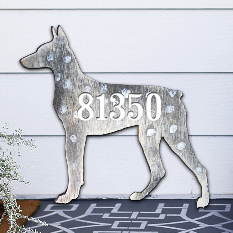 Personalized Dog Silhouette Wooden Address Sign