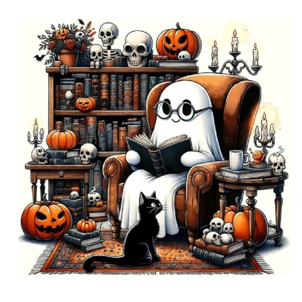 Halloween Library Scene Paint By Diamond Kit 