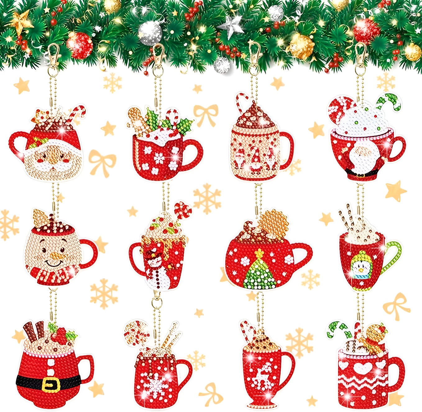 6Pcs Make Your Own GEM Art Keychains